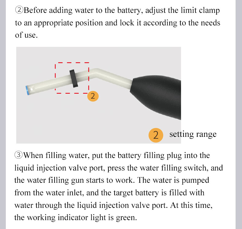 How to use forklift battery water filling gun?